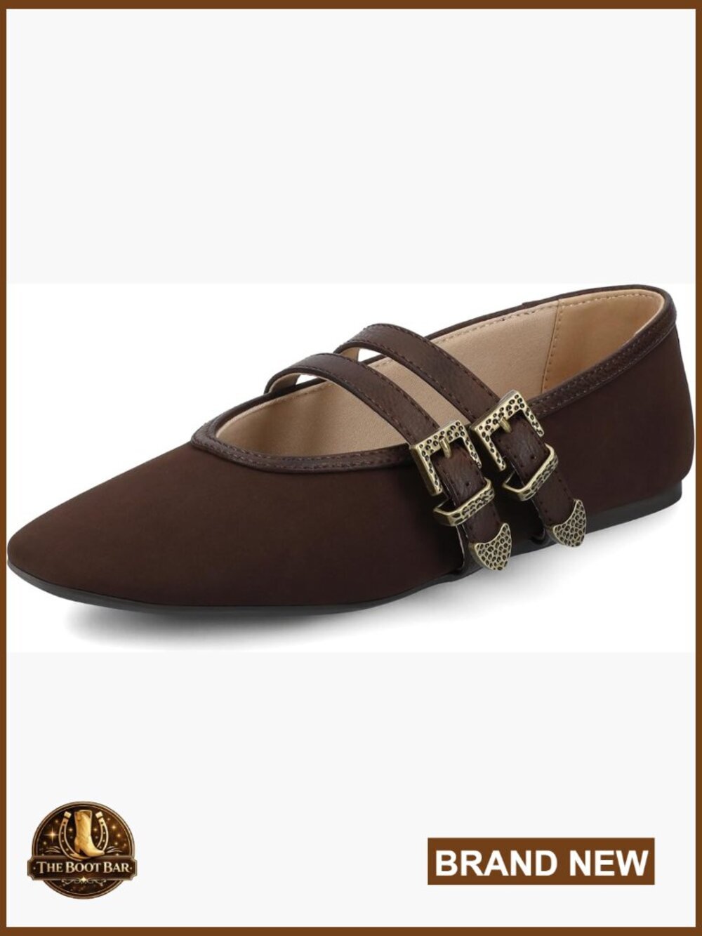 Multi-Buckle Strap Mary Jane Flats - Almond Toe, Comfort Footbed